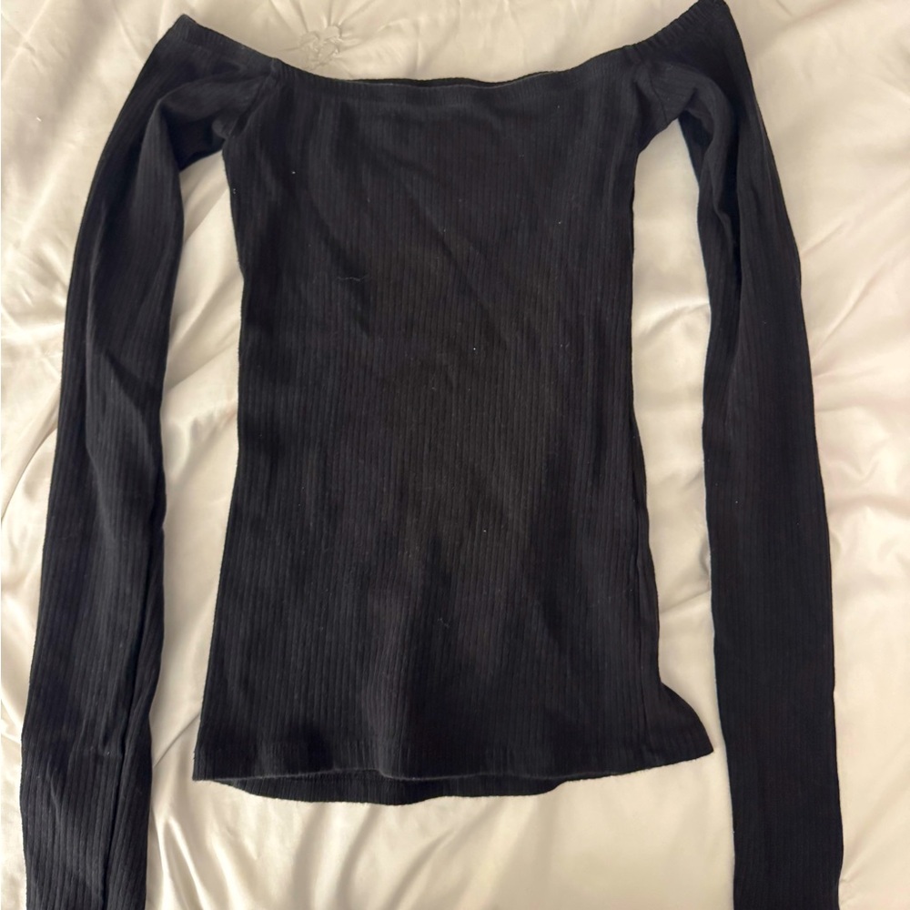 Hollister Slim Tee Black Off-Shoulder Top
